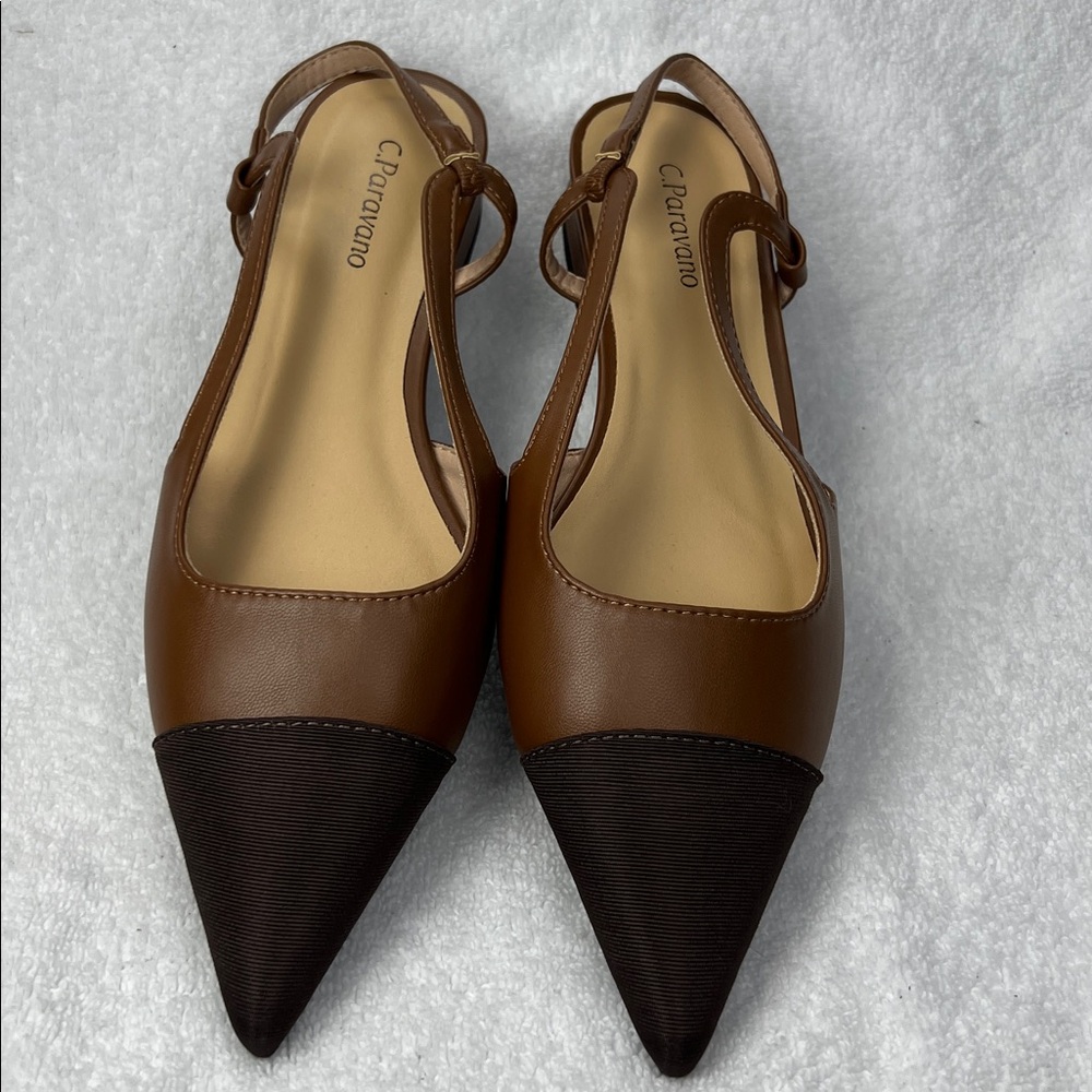 Brown and dark brown Women's Slingback Shoes - Picture 2 of 7